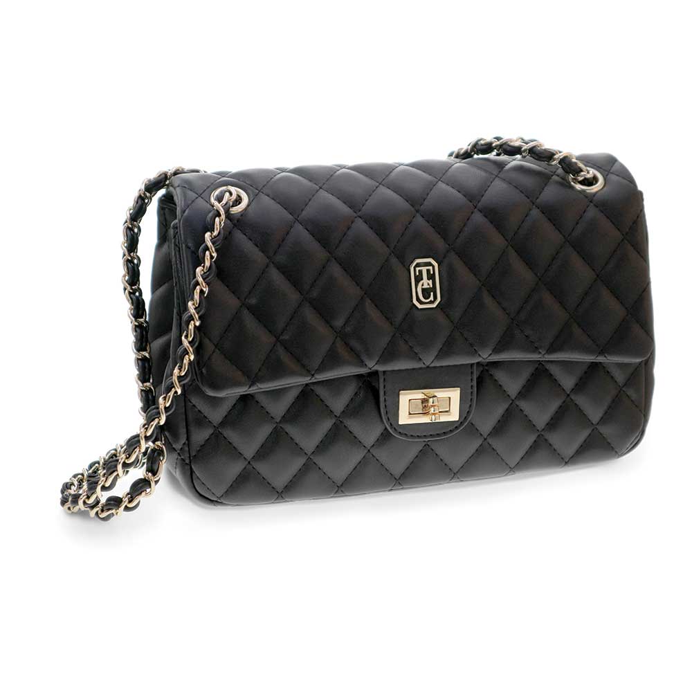 Quilted Shoulder Bag Palermo Black by Tipperary Crystal - Duiske Glass ...