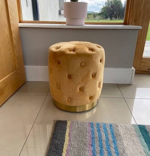 Mustard Buttoned Stool