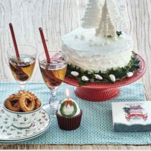 Footed Cake Stand Red