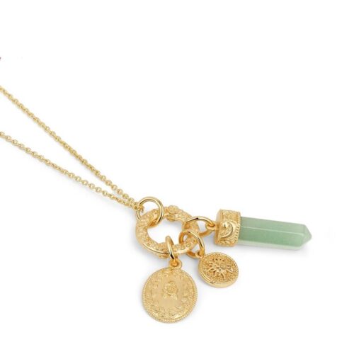 Gold Pendant with Green Stone