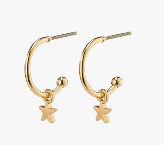 AVA Star Hoop Earrings gold-plated by Pilgrim Jewellery | Star Hoop ...