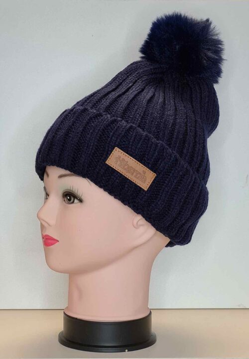 Navy Hat with Pom Pom