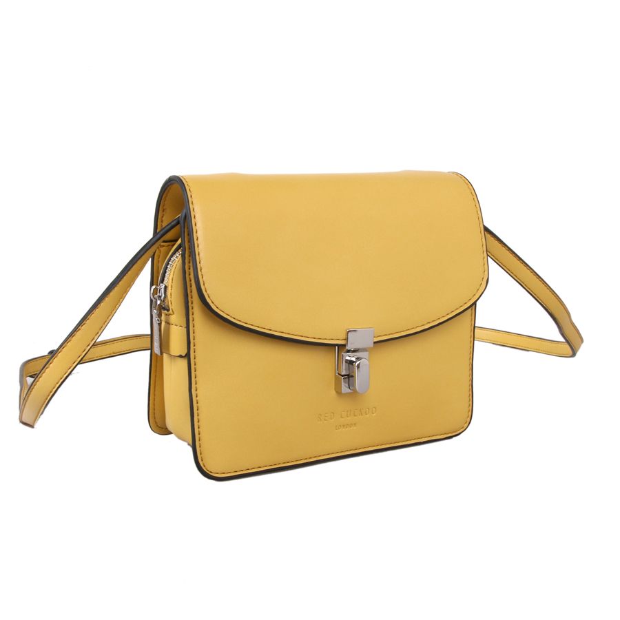 Yellow Cross Body Bag With Lock Fastening by Red Cuckoo London | Ladies ...