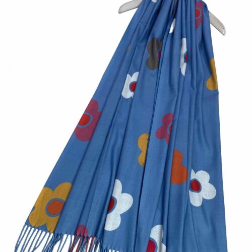 Bold Daisy Print Ladies Scarf Blue