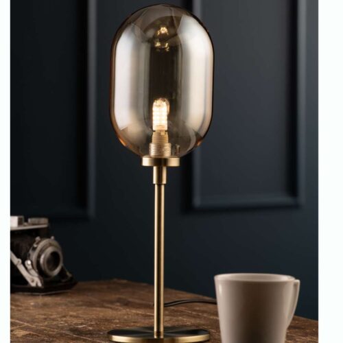 Amber & Glass Stem Lamp