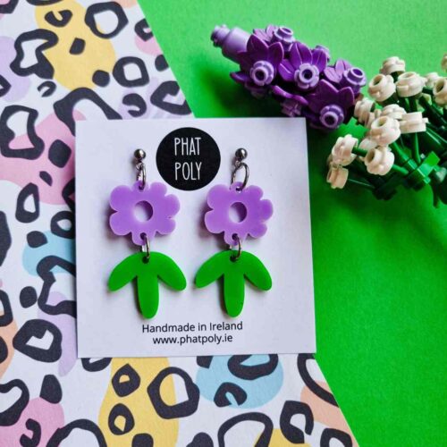 Purple Daisy Bloom Earrings