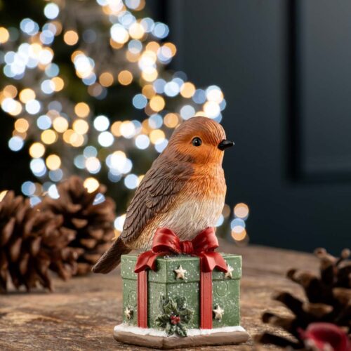 Robin & Gift Christmas Decoration