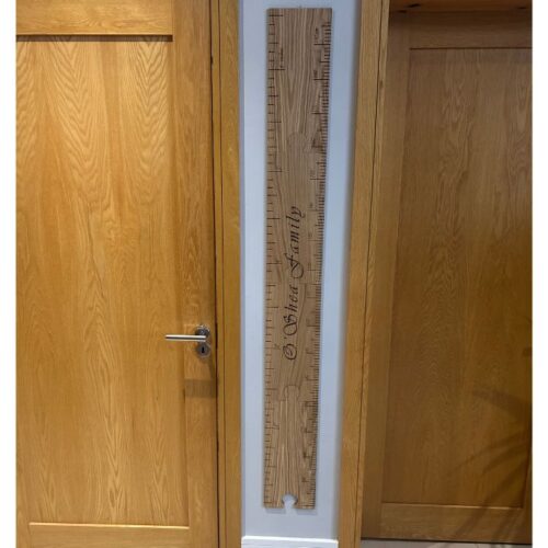 Personalised wooden family height chart and children's growth ruler
