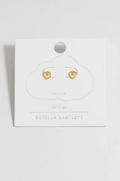 Gold Heart Stud Earrings