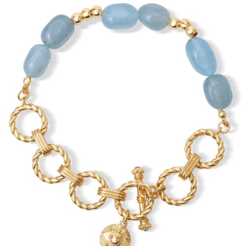 Gold Plated Blue Stone Sappho Bracelet